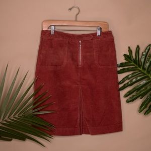 NWOT Mossimo Orange Corduroy Zip Skirt 8